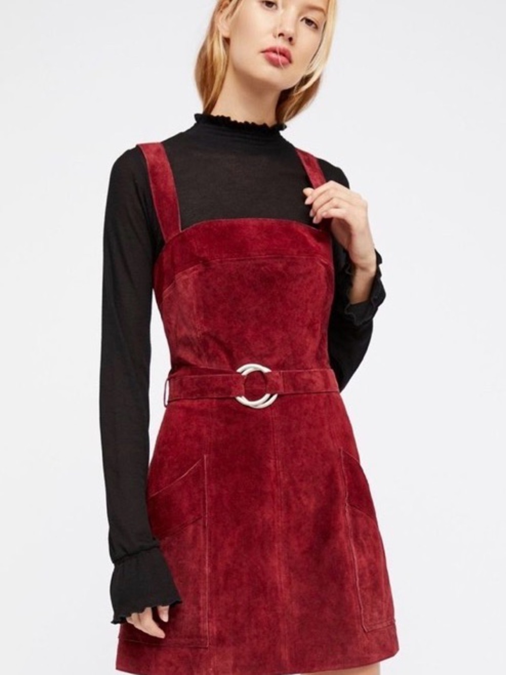 Free People Dress Women’s 4 Ring Around You Mini Suede Dress 100% Leather